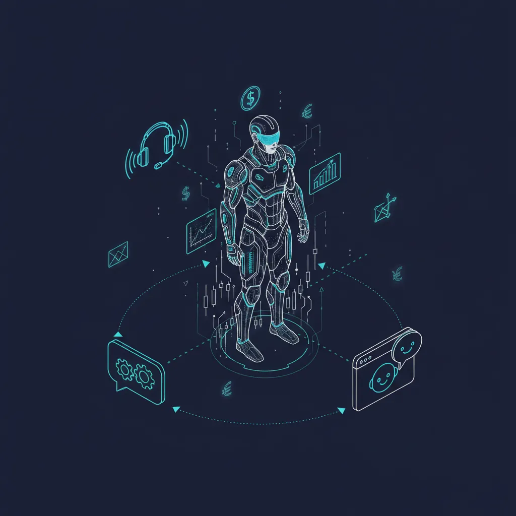 Isometric illustration of AI technologies in financial services