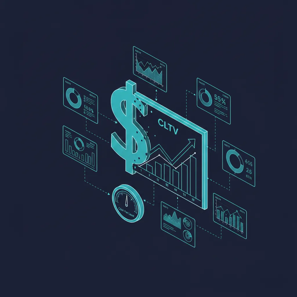 Isometric illustration of client lifetime value metrics